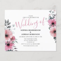 Convites de Casamento Florais Rosa Orçamento