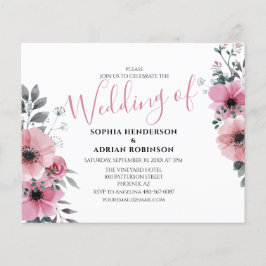 Convites de Casamento Florais Rosa Orçamento