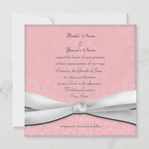 Convites de Casamento Florais Rosa Pálido e Branco