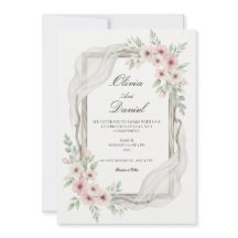 Convites de Casamento Florais Rosa suave