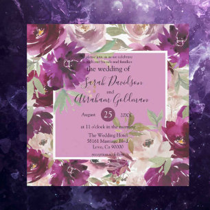 Convites de Casamento Florais Roxos e Brancos