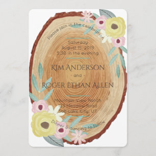Convites de casamento Florais Russos Woodsy Waterc