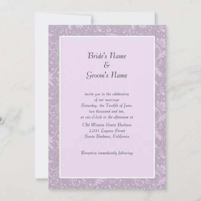 Convites de Casamento Florais Simples de Lavanda (Frente)