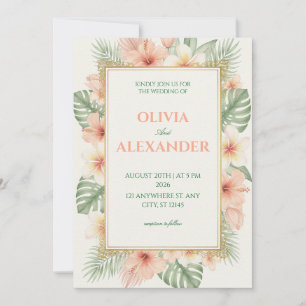Convites de Casamento Florais Soft Tropical