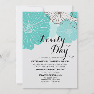 Convites de Casamento Florais Turquesa