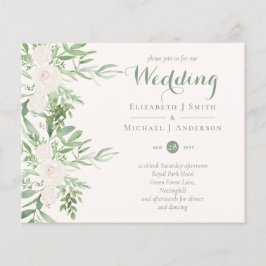 Convites de Casamento Florais Verde Musgo Magnólia