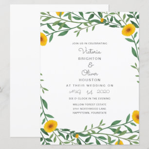 Convites De Casamento Floral Amarelo Marigold