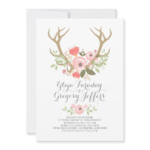 Convites de casamento Floral Antlers Boho