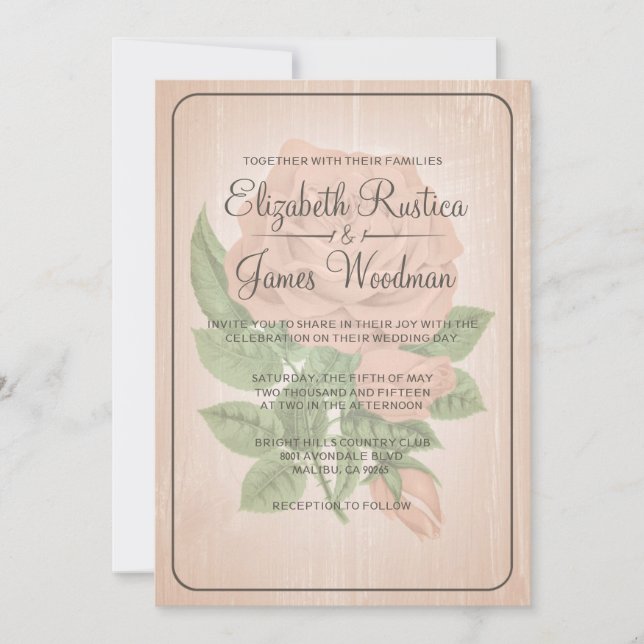 Convites De Casamento Floral Coral Russo (Frente)
