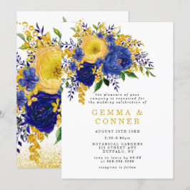 Convites De Casamento Floral De Cor Amarela Azul
