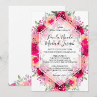 Convites De Casamento Floral De Creme Rosa De Aqua