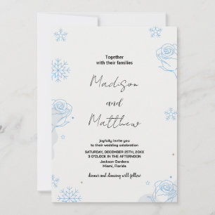 Convites De Casamento Floral De Neves Azul De Inve