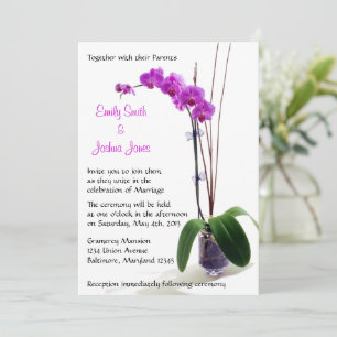 Convites De Casamento Floral De Orquídea Púrpura