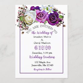 Convites De Casamento Floral De Rosa Roxo