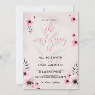 Convites De Casamento Floral Rosa