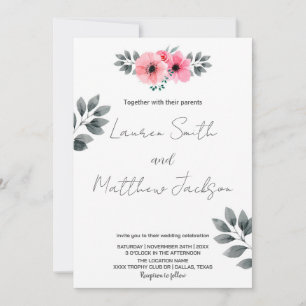 Convites De Casamento Floral Rosa