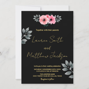 Convites De Casamento Floral Rosa