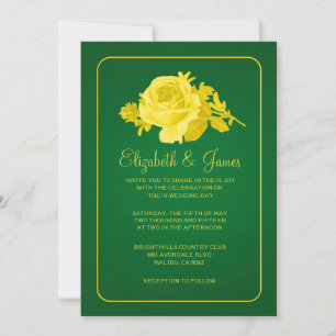 Convites De Casamento Floral Russo Amarelo E Verde