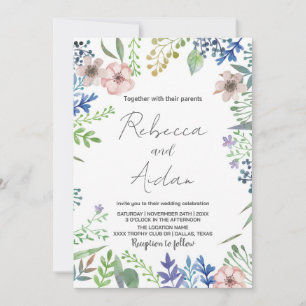 Convites de Casamento Floral Verde