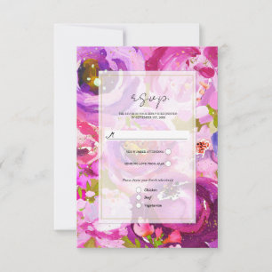 Convites de casamento floral vibrante rosa e roxo