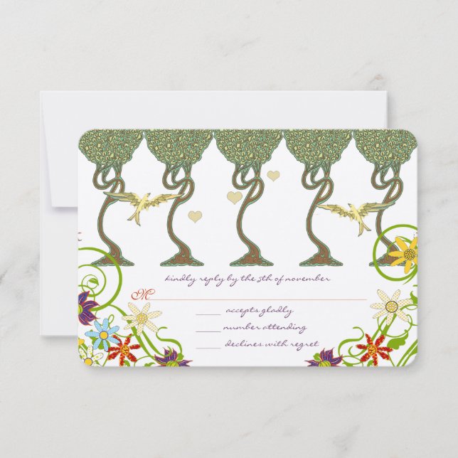 Convites de Casamento Floresta Rústica Art Nouveau (Frente)