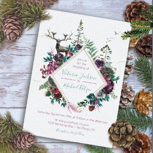 Convites de Casamento Florestal Woodland Watercolo