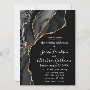 Convites de Casamento Formais Black Tie - Preto Ou