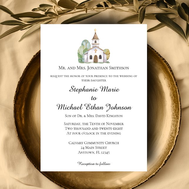 Convites de Casamento Formal Minimalista para Igre (MINIMALIST Formal Church Wedding Invitations)
