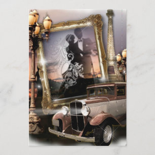 convites de casamento gangster Vintage damask