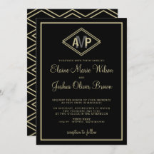 convites de casamento geométricos de monograma mod