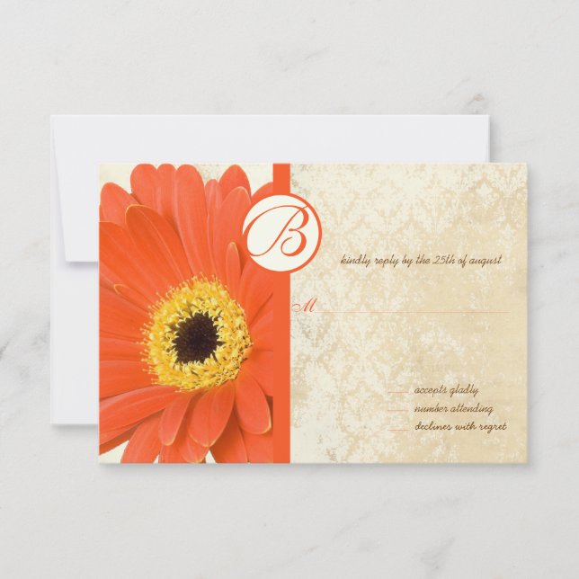 Convites de Casamento Gerber Damask Vintage Distor (Frente)