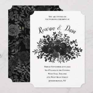 Convites de Casamento Gótico Rosa Branca e Preta