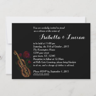Convites de Casamento Gótico Violino e Rosas