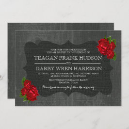 Convites de casamento Góticos De Madeira Burlap Ro