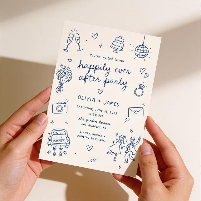 Convites de Casamento Ilustrados à Mão para Festa  (Criador carregado)