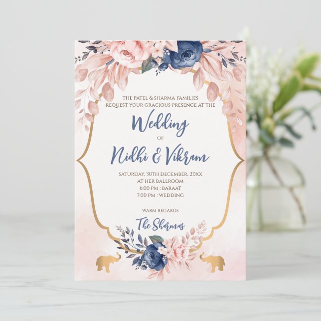 Convites de casamento indiano & cartões de casamen (Em pé/Frente)