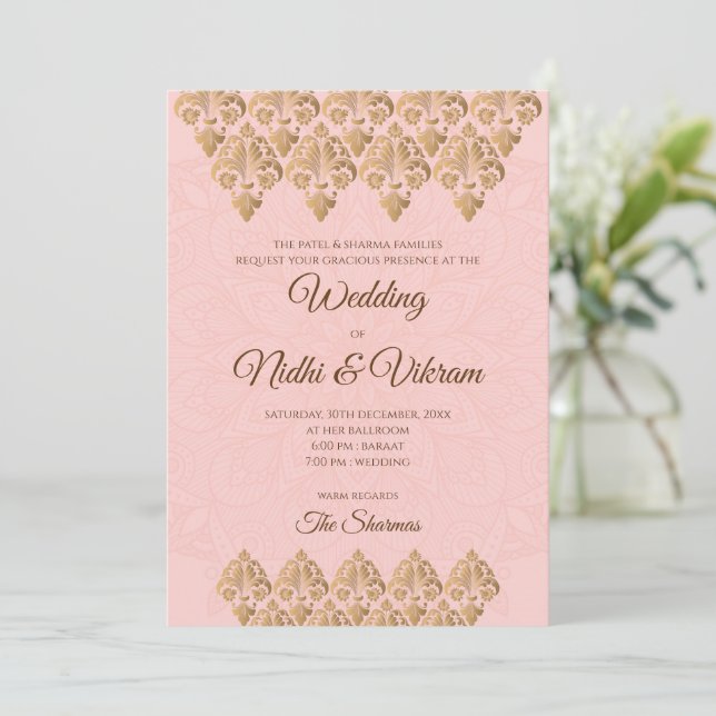 Convites de casamento indiano & convites de casame (Em pé/Frente)