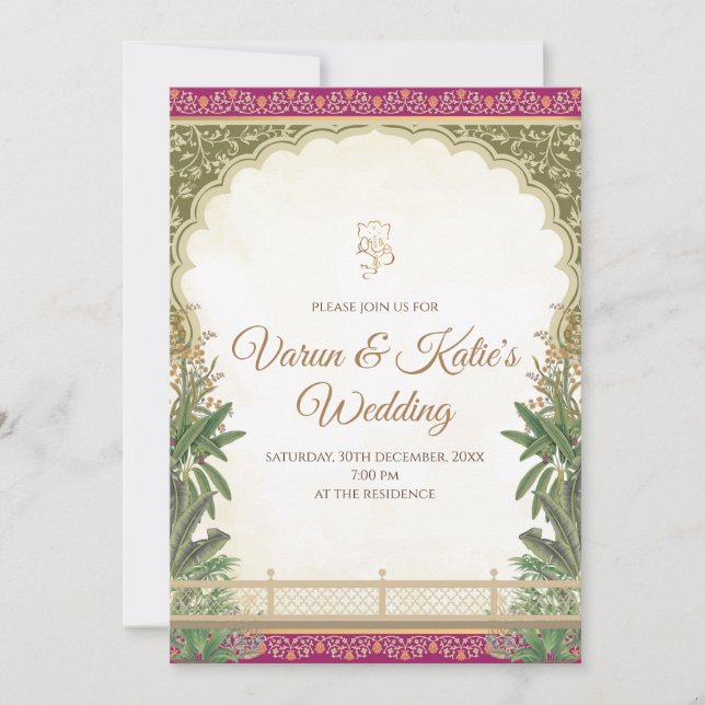 Convites de casamento indianos & Convites digitais (Frente)
