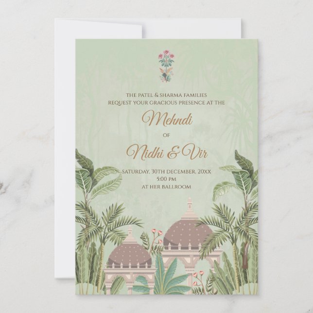 Convites de casamento indianos digitais hindus (Frente)