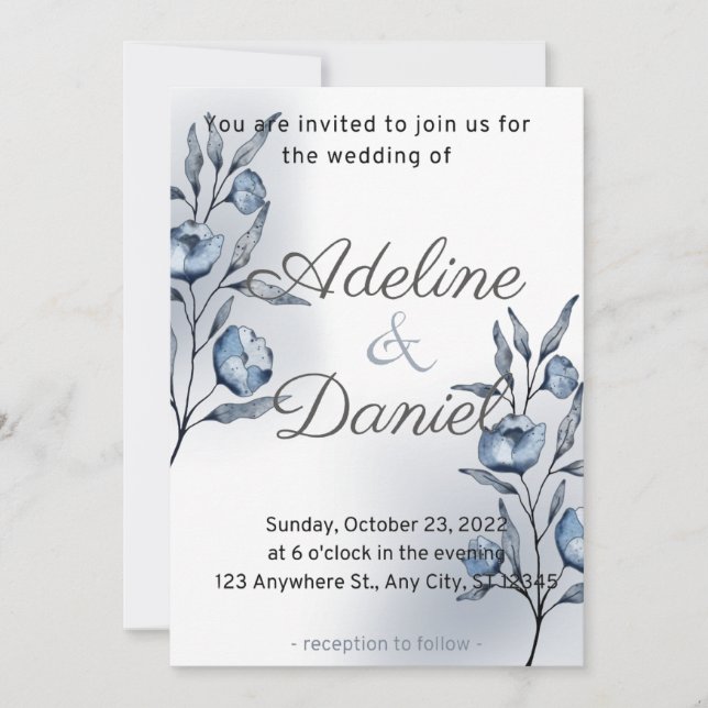 Convites de Casamento Indigo Romance (Frente)