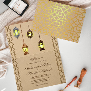 Convites de Casamento Islâmicos com Lanternas Árab