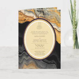 Convites de casamento Islâmicos Dourados Pretos Le