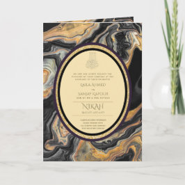 Convites de casamento Islâmicos Dourados Pretos Le