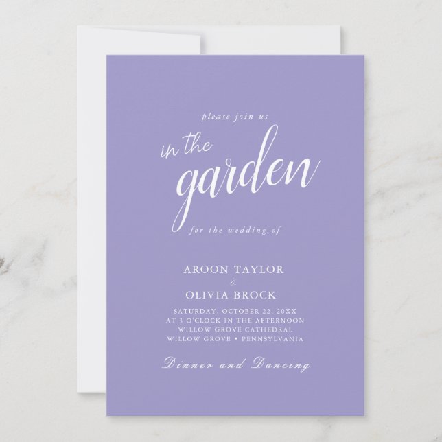 Convites de Casamento Jardim Roxo Charme Elegante (Frente)
