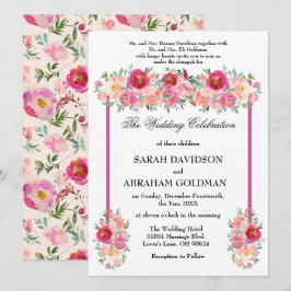 Convites de Casamento Judaico Tradicionais - Rosa