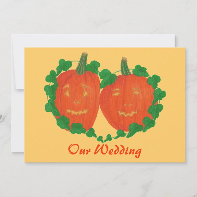 Convites de Casamento Laranja, Pumpkins apaixonado (Frente)