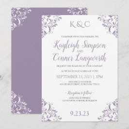 Convites de Casamento Lavanda Vintage Elegantes