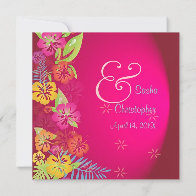 Convites de casamento Leis/Luau/hibisco (Frente)
