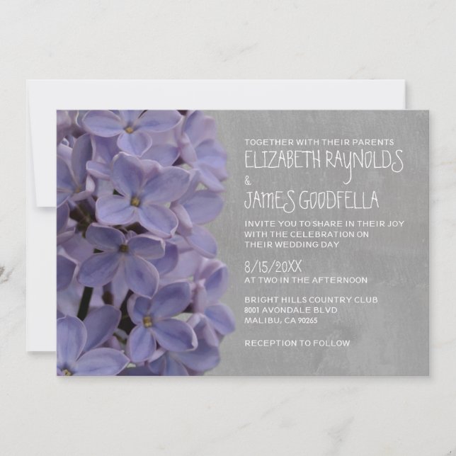 Convites de Casamento Lilacs (Frente)