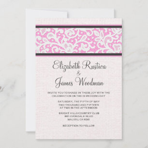 Convites De Casamento Linen De Quebra-Ruptura Negr